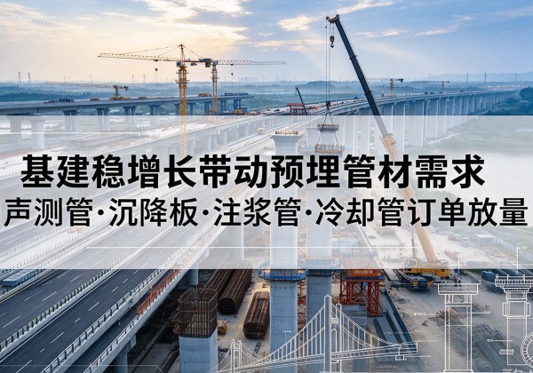 周至基建稳增长带动预埋监测管材需求，声测管、沉降板、注浆管订单持续放量